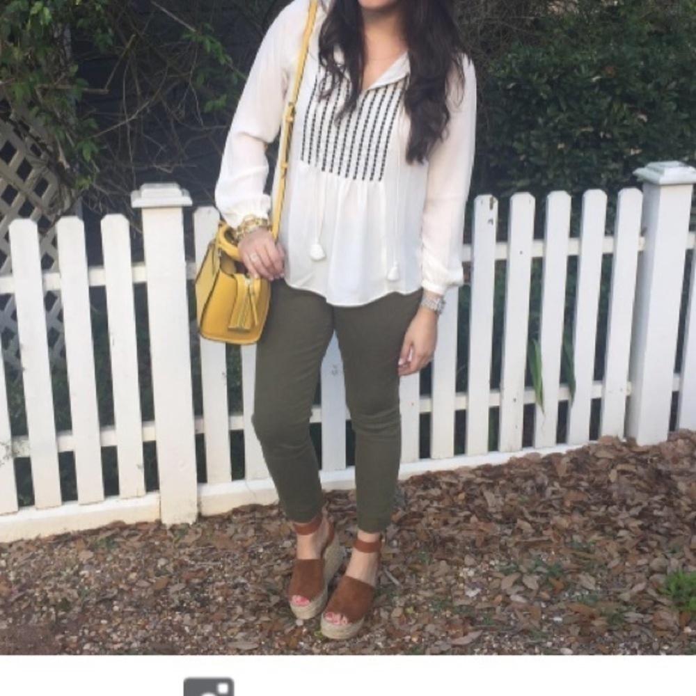 Banana Republic Embroidered Tassel Top